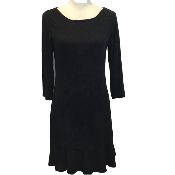 White House Black Market Black Lined Fit Flare Dress 3/4 Sleeves Women’s Small - Picture 1 of 6